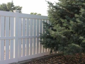 White vinyl semi-privacy fencing