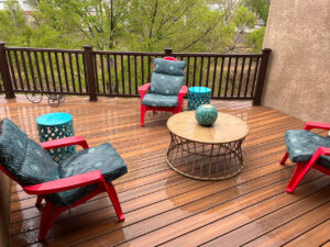 Deck replacement with composite decking and railing