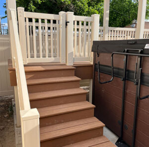 Stairs leading to swim spa deck