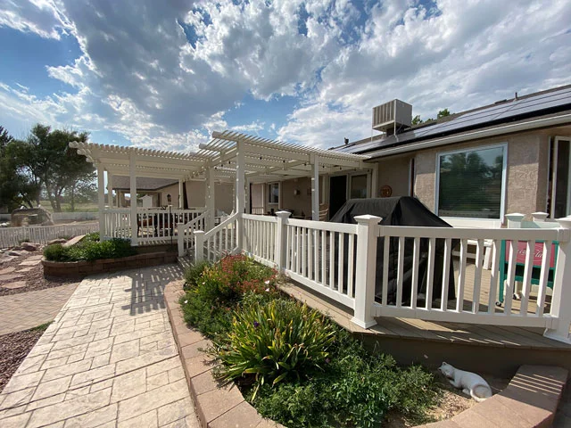Up close view of vinyl and composite deck