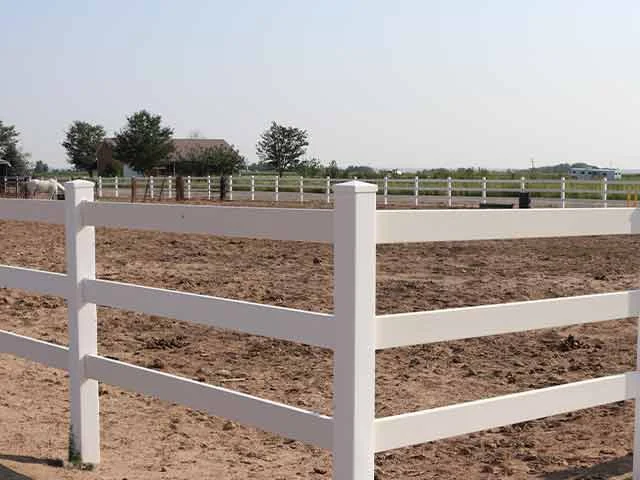 Vinyl three rail equestrian fencing